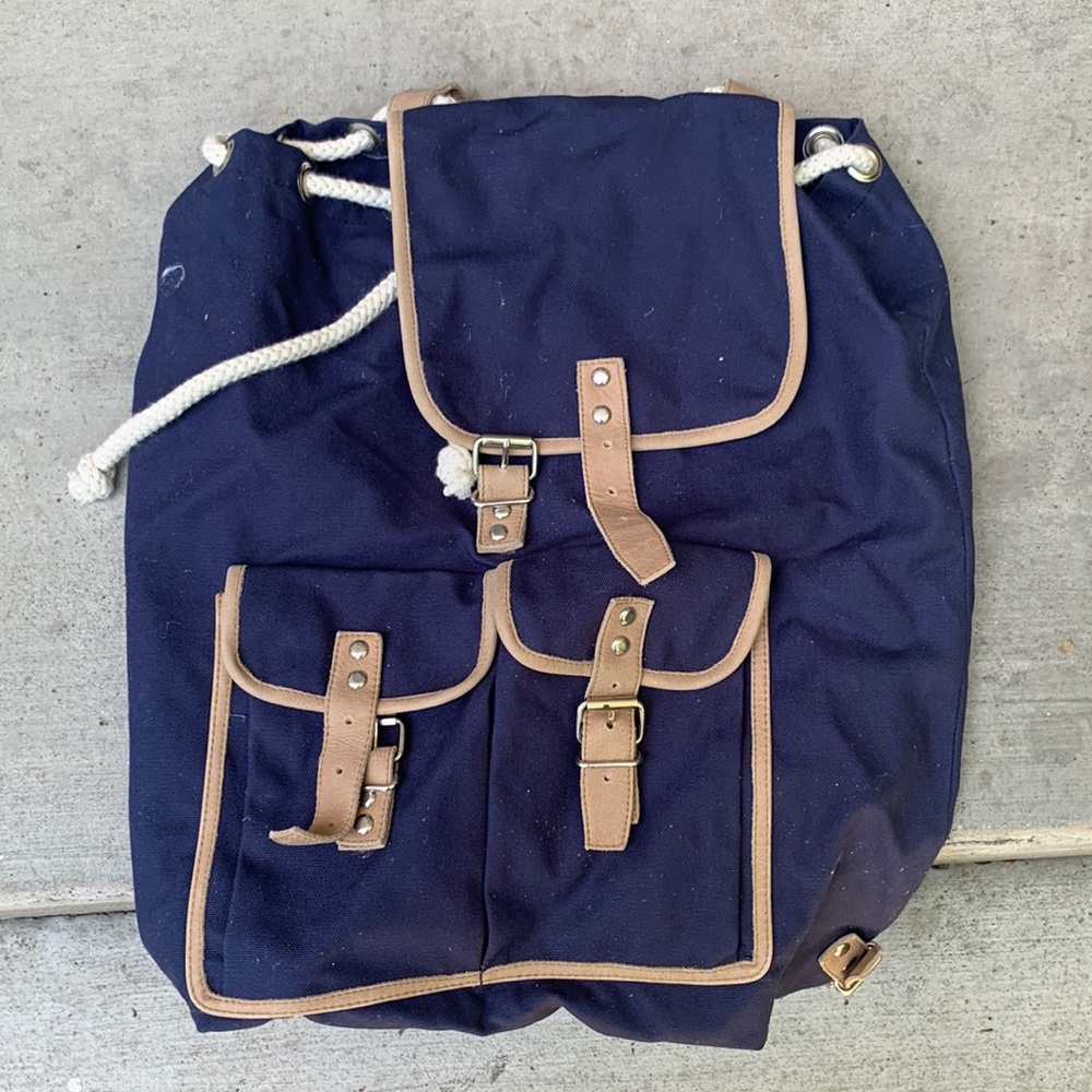 Drawstring Backpack Canvas Material Very Nautical - image 1